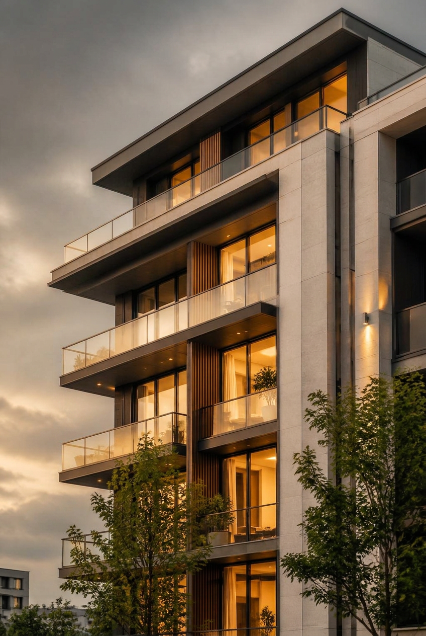 Fachada arquitetônica de empreendimento residencial premium representando o mercado atendido pela onzi